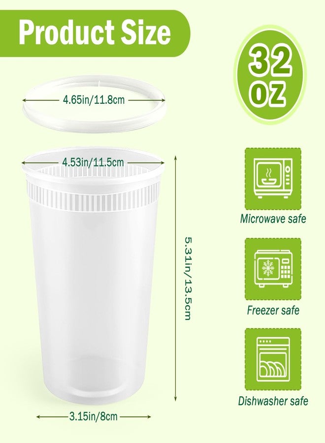 Dyrfolm 50 Pack 32oz Plastic Food Storage Containers, Leakproof Clear Soup Containers With Airtight Lids, Heavy-Duty Deli Containers, Stackable, Freezer, Dishwasher, Microwave Safe - Image 2